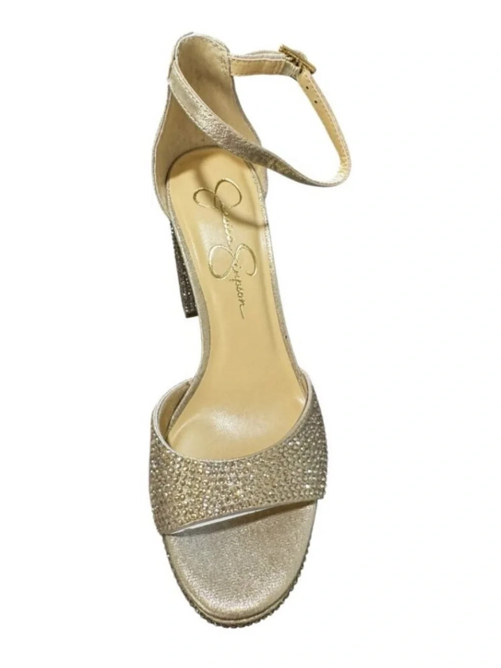 Jessica Simpson Silver Crystal Block Heel Sandals